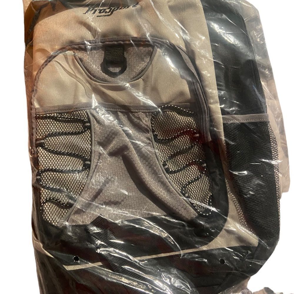 Pro Sport standard size backpack brand new in sealed package grey w/ black trim